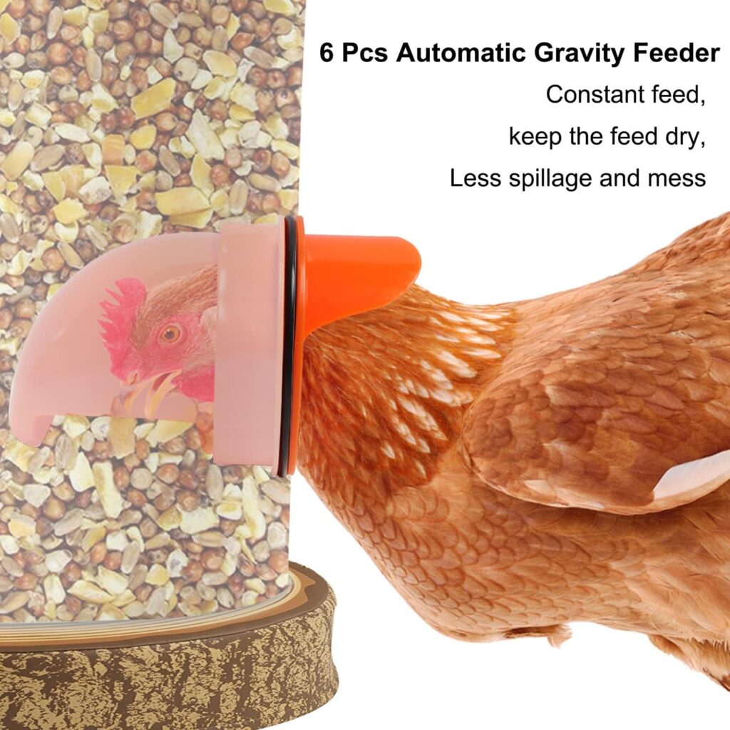 GIGULES Chicken Feeder No Waste Automatic Poultry Feeder Ports Kit Chicken Feeders and Waterer Set