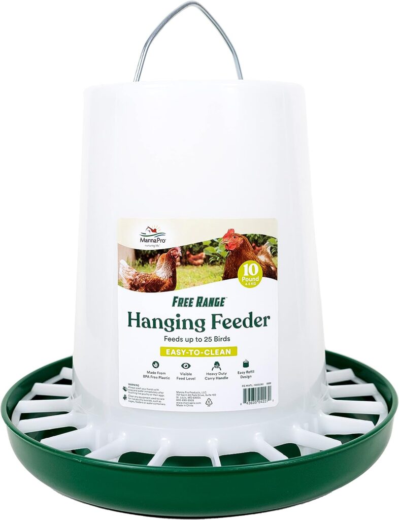 Harris Farms Free Range Hanging Poultry Feeder | Twist Lock Base | 10 Pound,White