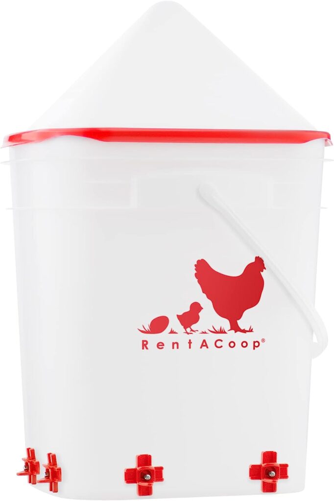 RentACoop 5 Gallon Chicken Waterer - 4 Horizontal Side Mount Poultry Nipples (Corner)