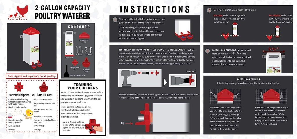 RentACoop Twin Cup Chicken Waterer - 2 Gallons Capacity