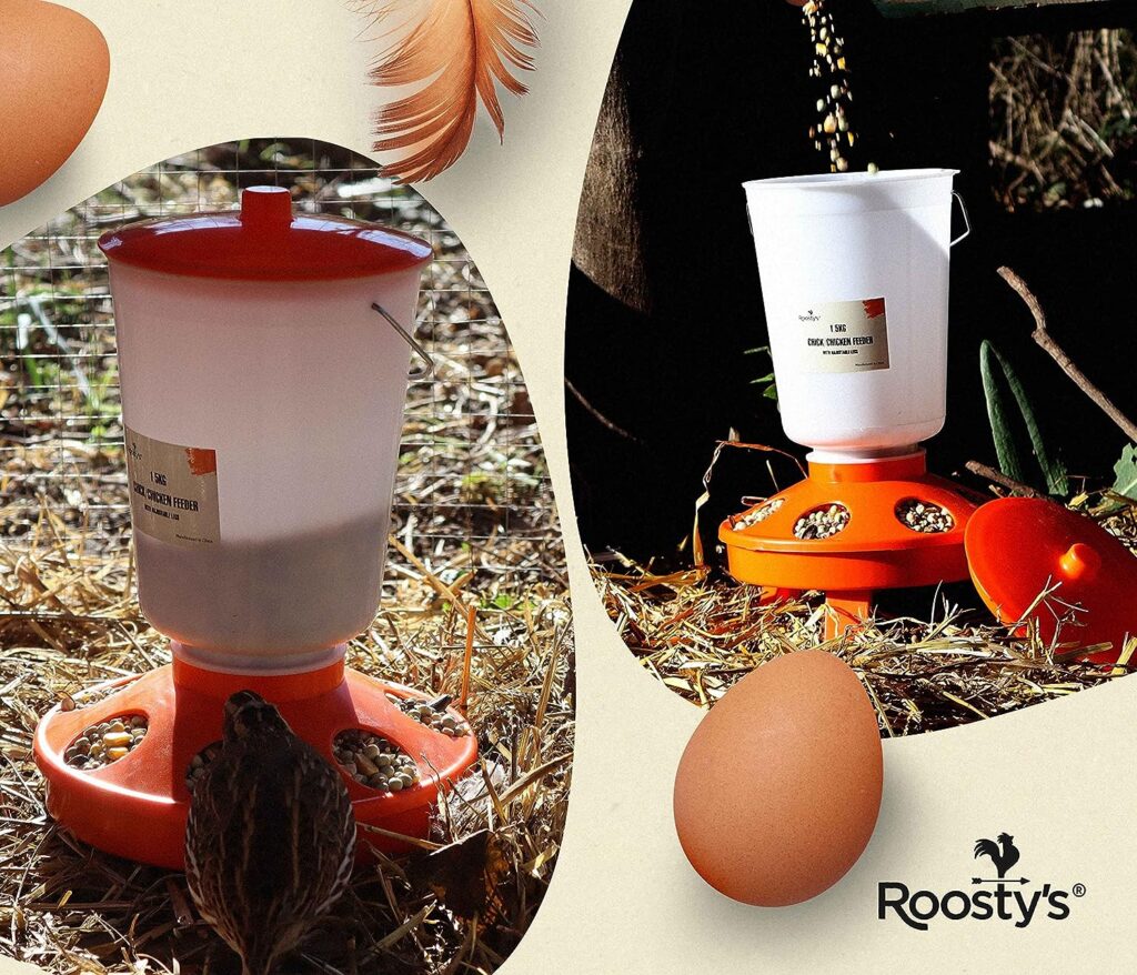 Roostys Chicken Feeder and Waterer Set, Chick Feeder and Waterer Kit, 1.5kg Poultry Feeder and 1.5L Chick Waterer - Baby Chick Feeder, Baby Chick Waterer, Chicken Starter Kit, Baby Chicken Supplies