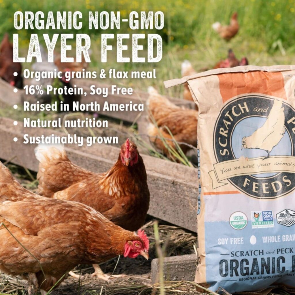 Scratch and Peck Feeds Organic Layer Mash Chicken Feed - 50-lbs - 16% Protein, Non-GMO Project Verified, Naturally Free Chicken Food