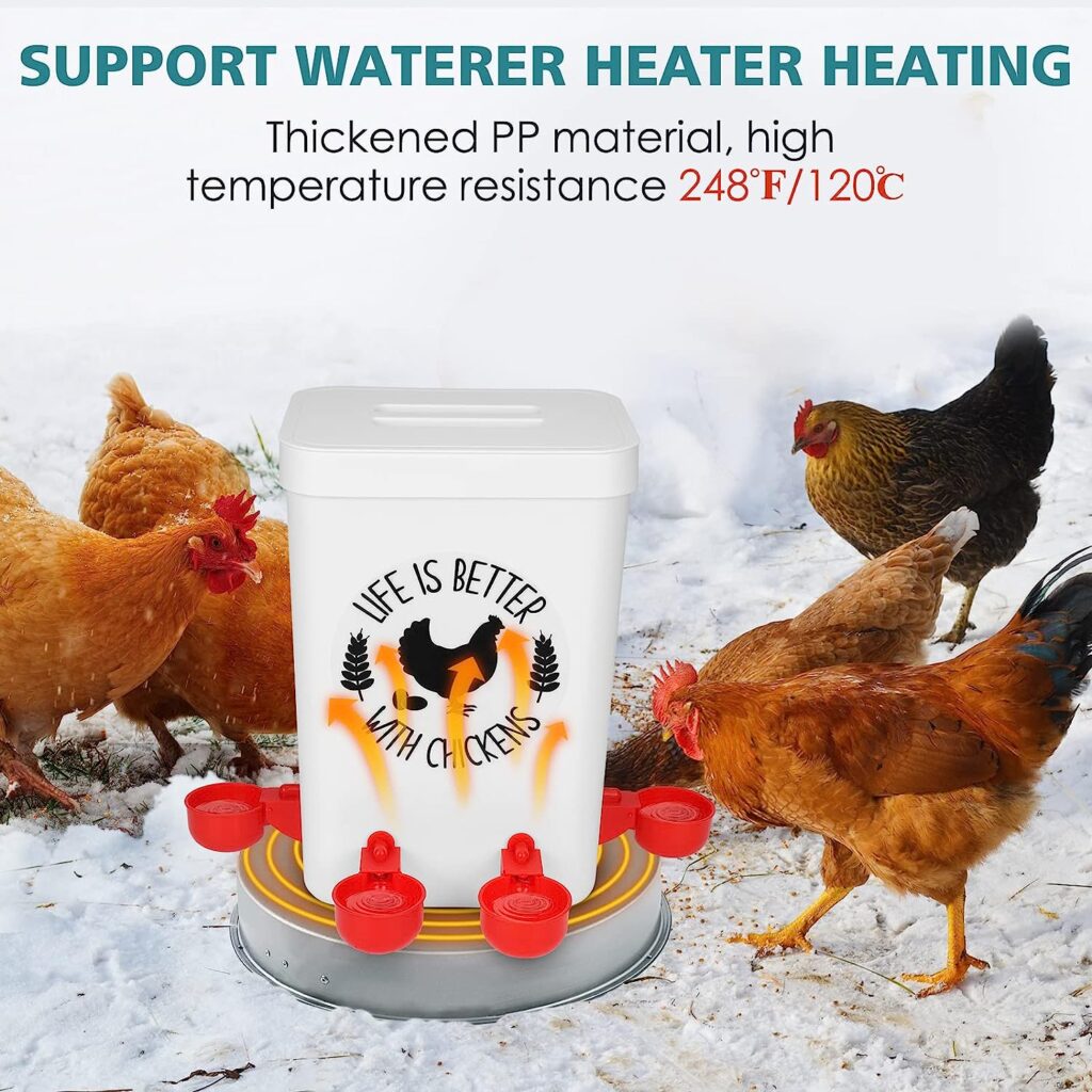 ‎Tgeyd Chicken Feeder and Chicken Waterer Set - Hanging Automatic Chicken Feeder No Waste - Chicken Coop Accessories - Poultry Waterer with 3 Gallon/26 Pounds (Patent Product)