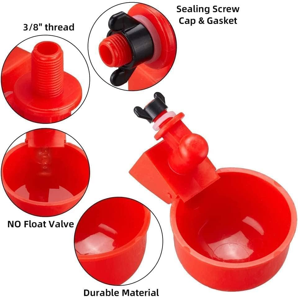 Yssen Chicken Feeders and Chicken Waterer Set, 6 Ports with 6 Chicken Water Cups , Automatic Poultry Feeder Kit for Chicken, Ducks, Birds, Geese, Quail